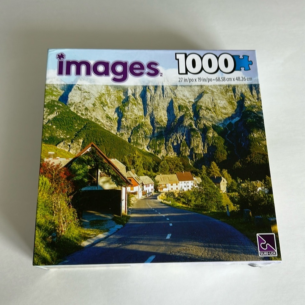 ❤️ BNIB Sealed 1000 Piece Images Sure-Lox Alpine Mountain Village Puzzle 27”x19”
